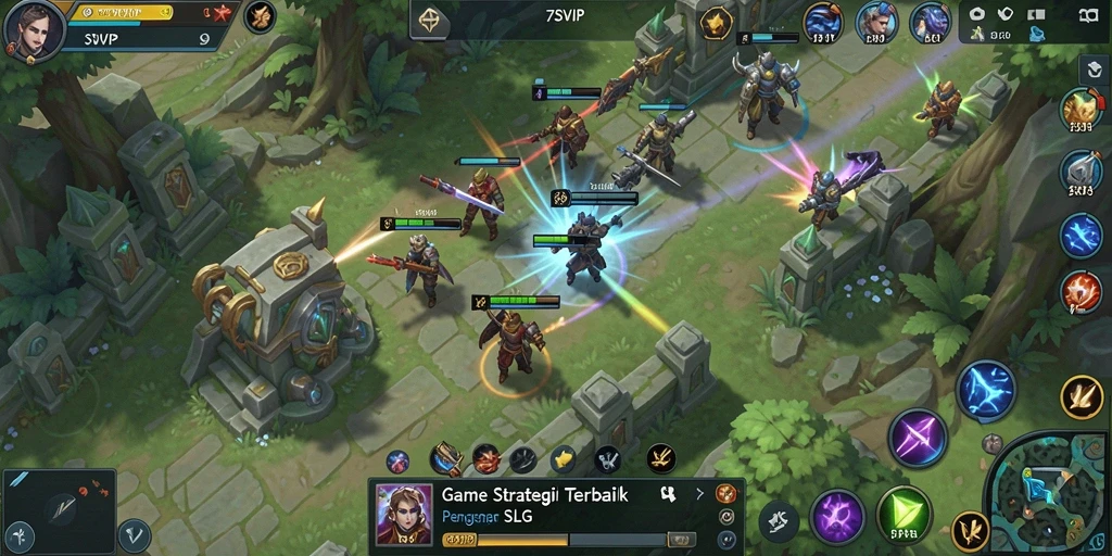 Tangkapan layar 7SVIP menampilkan aksi pertempuran yang intens dalam gameplay SLG.