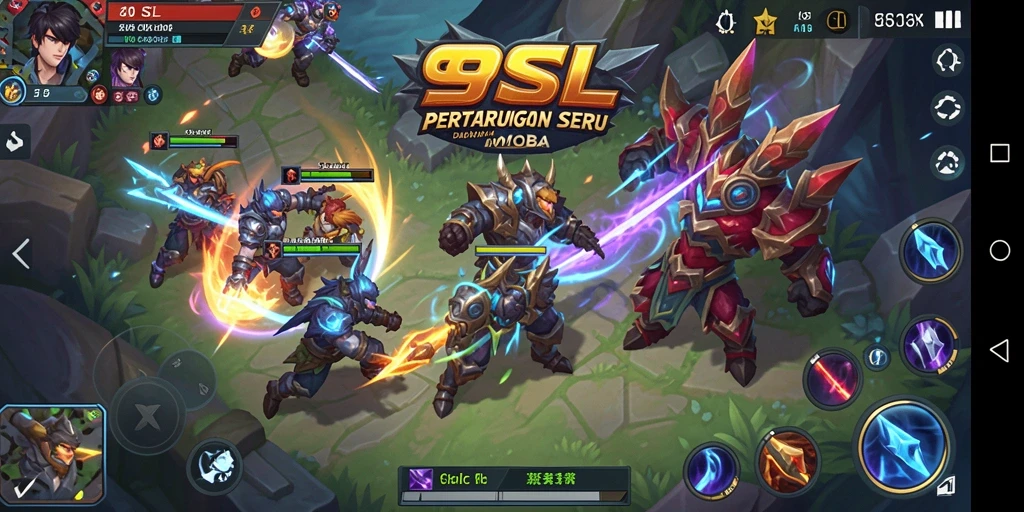 Screenshot gameplay 9SL yang menunjukkan pertarungan tim yang mendebarkan.