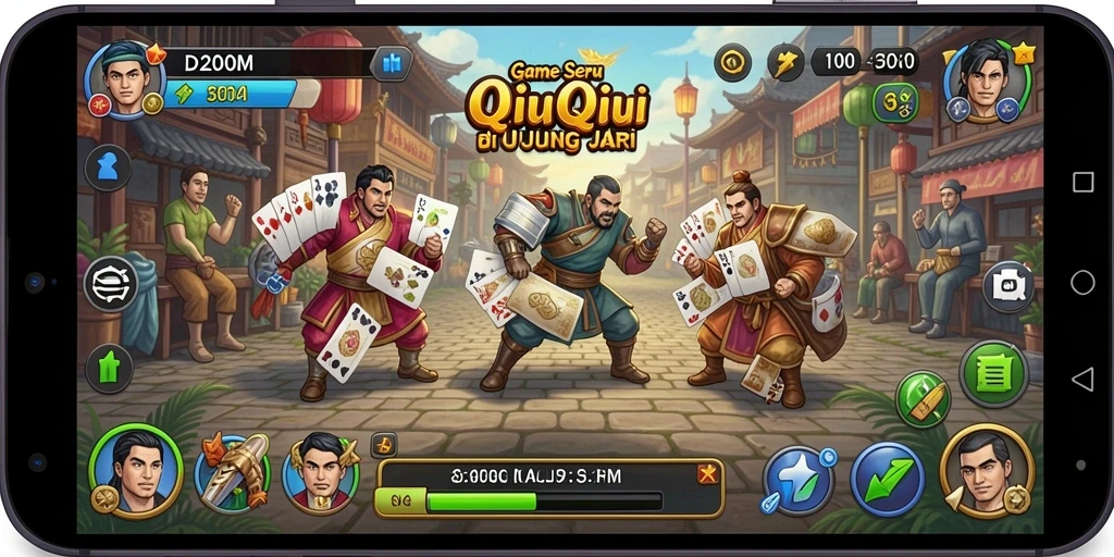 Gameplay seru D200M menghadirkan strategi QiuQiu yang intens.