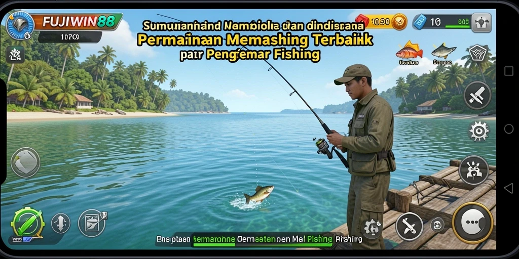Screenshot gameplay FUJIWIN88 menampilkan pengalaman memancing yang seru dan interaktif.