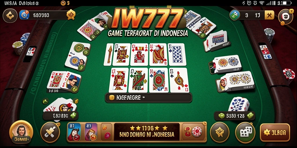 Tampilan screenshot utama IW777 memperlihatkan gameplay seru Domino.
