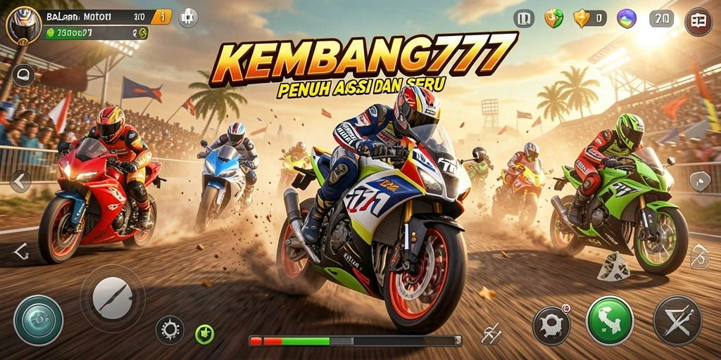 Gameplay seru dari KEMBANG777 yang penuh aksi balapan motor.