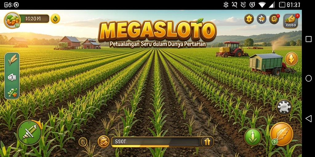 Tampilan gameplay seru dari <strong>MEGASLOTO</strong> dengan aktivitas bertani yang menarik.