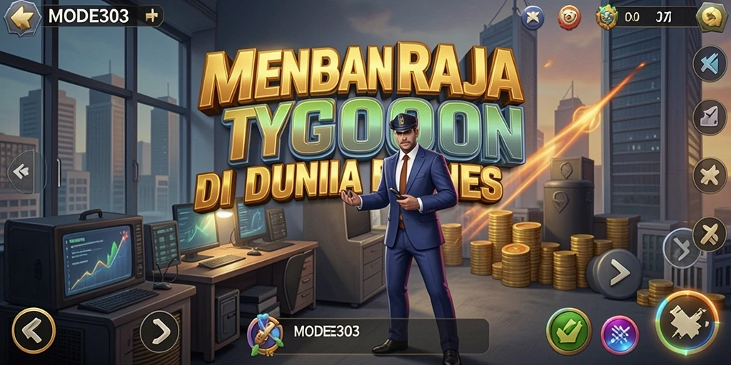 Tampilan gameplay menyerupai simulasi bisnis yang mendalam.