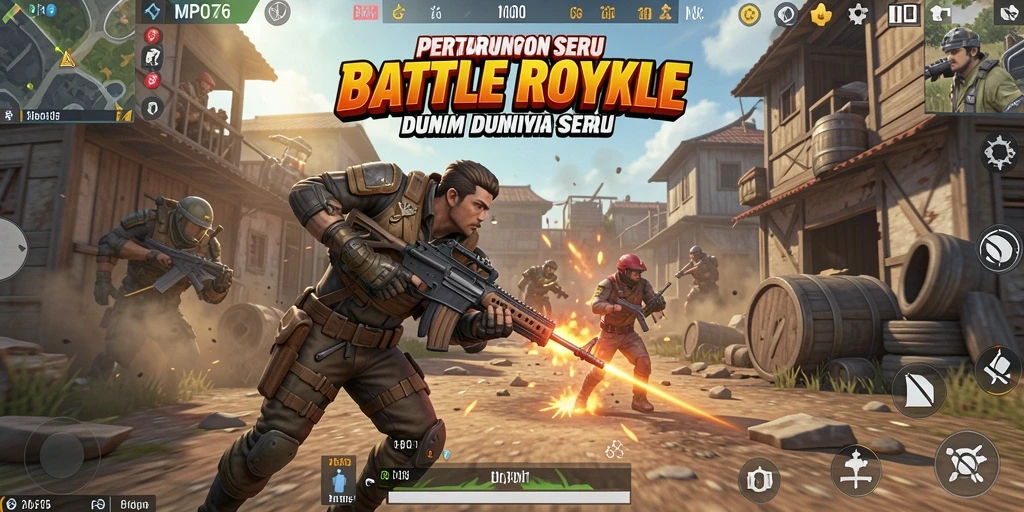 Screenshot MPO76 menampilkan aksi Battle Royale yang mendebarkan.