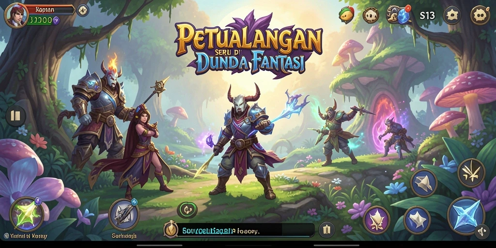 Screenshot gameplay S13 menampilkan petualangan seru di hutan misterius.
