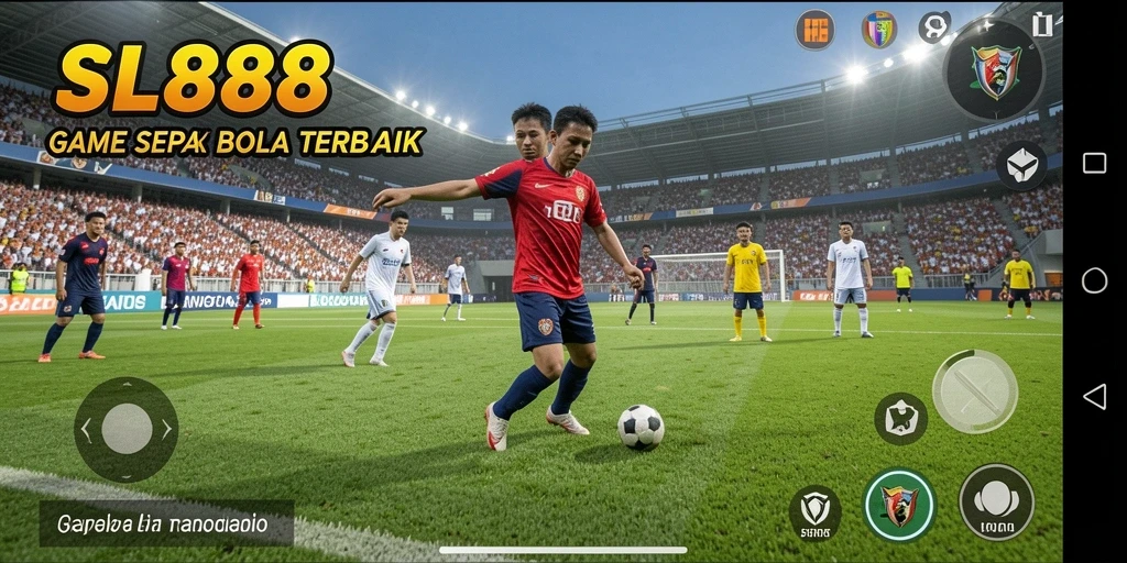 Tampilan gameplay mendebarkan dalam SL888 dengan aksi sepak bola yang intens.
