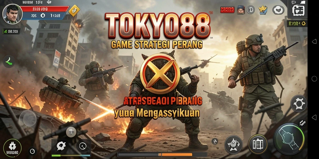 Screenshot gameplay mendebarkan dari TOKYO88 yang menunjukkan pertempuran strategis.